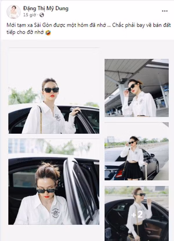 Kèm theo đó, hot girl Midu viết: "Mới tạm xa Sài Gòn được một hôm đã nhớ ... Chắc phải bay về bán đất tiếp cho đỡ nhớ".