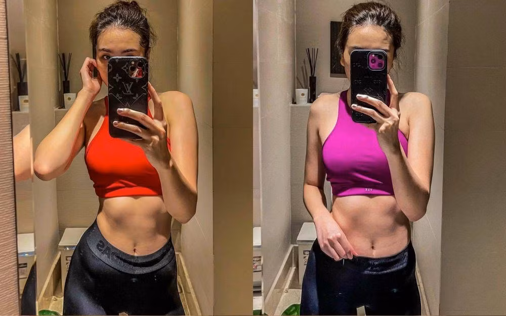 Tập luyện không chỉ để bản thân đẹp, Mai Ngọc còn thường xuyên khoe thành quả của mình để làm động lực cho bạn bè thích thú hơn trong việc nâng cao sức khỏe.