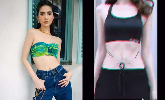 Vòng eo thon nhỏ giúp Ngọc Trinh tiên phong hàng loạt xu hướng đo eo độc đáo như đo bằng tai nghe, đeo kính cho eo...