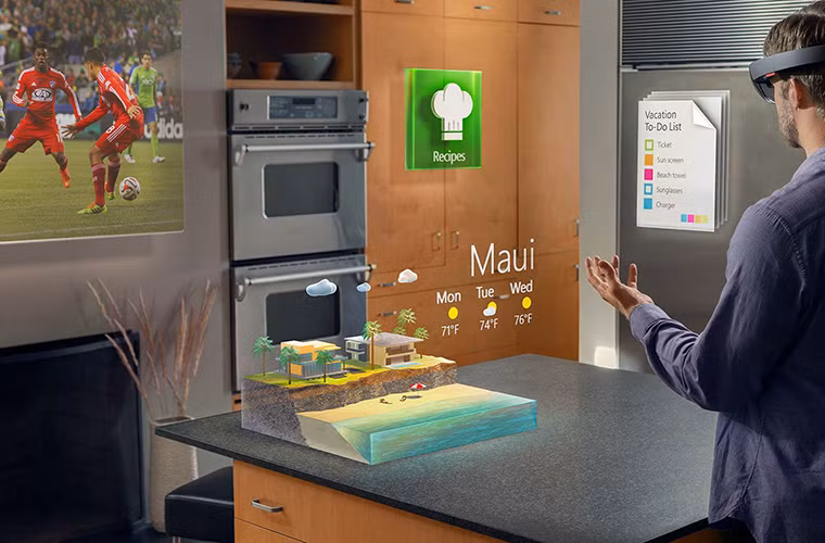 Kính thực tại ảo HoloLens mang đến nhiều thông tin hơn, và có thể khai thác không gian vật lý 3D một cách triệt để.