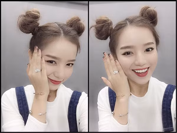 Ngôi sao thời trang Hạ Anh cho biết, ngày nhỏ cô hay được mẹ búi tóc Na Tra đi học. Lớn lên, cô vẫn yêu thích kiểu tóc thời thơ ấu này.