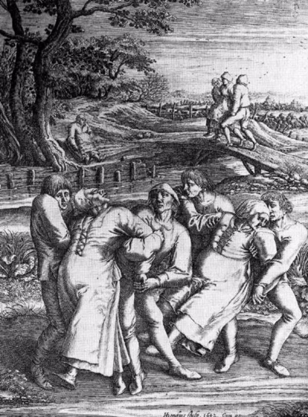 7. Căn bệnh kỳ quái khiến hàng ngàn người nhảy múa điên cuồng tới chết, tháng 7/1518, trước sự chứng kiến của dân làng, một phụ nữ có tên là Frau Troffea bắt đầu nhảy múa trên đường phố Strasbourg, Pháp và cô không thể ngăn mình nhảy nhót đến kiệt sức. Ngay sau cô, hàng chục dân làng, sau đó con số lên đến 400 người bị lây lan căn bệnh này, họ nhảy múa như điên dại và rất nhiều người đã bỏ mạng vì nhảy đến kiệt sức, không màng ăn uống. Không thể giải thích cũng như tìm được nguyên nhân gây ra căn bệnh này, các bác sĩ đổ cho chứng "máu nóng", tuy vậy lời giải thích không có căn cứ và không được chấp thuận. (Nguồn List25)