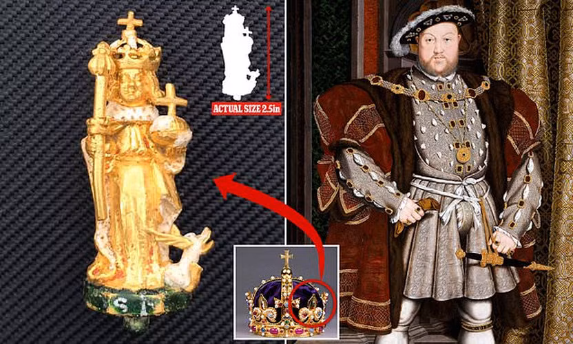 Tuy nhiên, vào năm 1649, sau cái chết của vua Charles I, Oliver Cromwell đã ra lệnh đun chảy vương miện nặng 3,3 kg của vua Henry VIII để đúc thành tiền xu. Một phần các viên đá quý trên vương miện đã bị bán riêng lẻ, và một số phần khác bị thất lạc. Các chuyên gia ước tính giá trị của bức tượng vàng này có thể lên đến 2,7 triệu USD (tương đương khoảng 62,8 tỷ đồng).