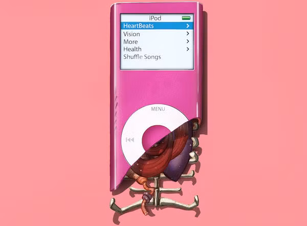 Một chiếc iPod màu hồng.