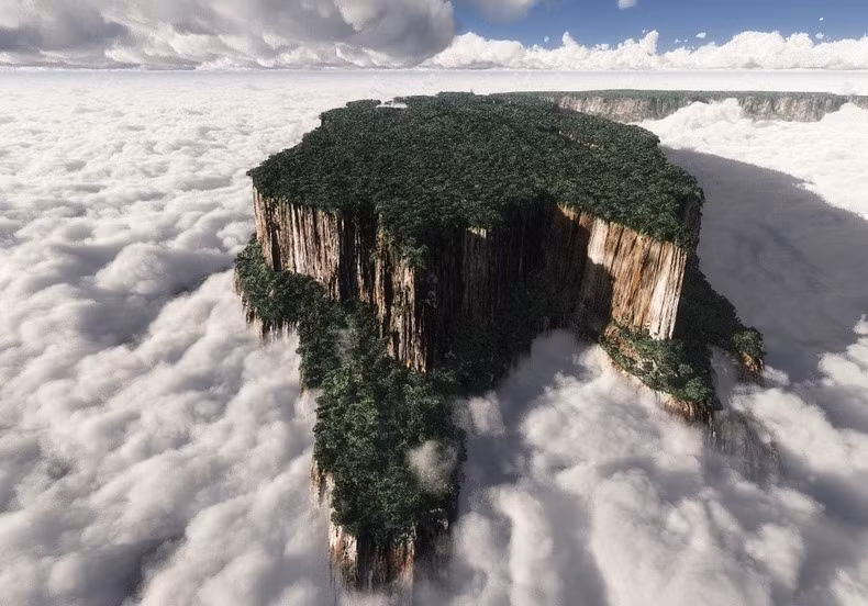 Đỉnh núi Tepuis nằm trên cao nguyên Guayana, Venezuela là ngọn núi đỉnh bằng kỳ vĩ nhất thế giới. 