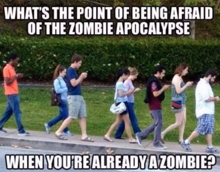 "Tại sao phải sợ thảm họa zombie khi bản thân bạn đã là một zombie?".