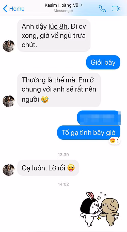 Tin nhắn trò chuyện giữa Pha Lê và Kasim.
