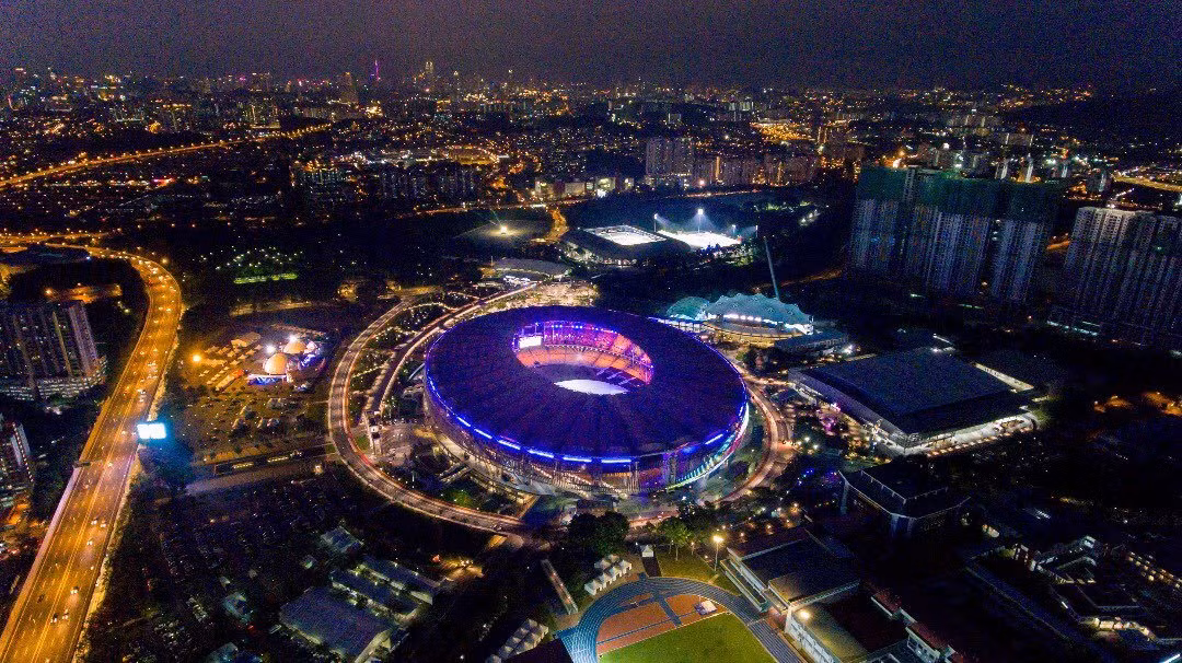 Toàn cảnh sân vận động Bukit Jalil nhìn từ trên cao. Ảnh: Twitter.
