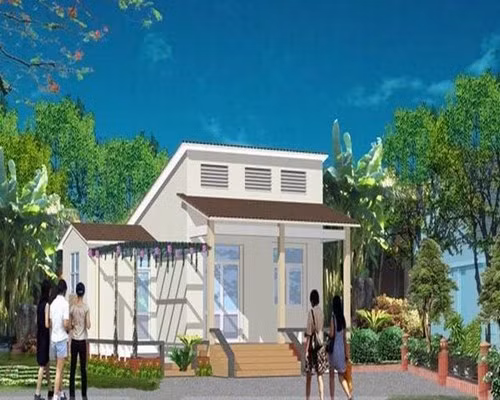Mẫu nhà cấp 4 chữ L đơn giản với chi phí khoảng 200 - 300 triệu đồng. Ảnh: Thietkethicongnhadep.