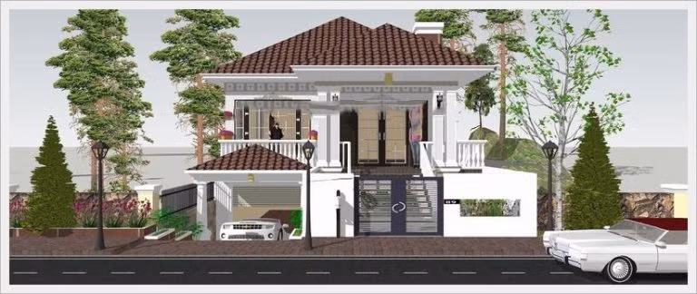 Biệt thự mini có sự kết hợp giữa kiến trúc châu Âu xen lẫn kiến trúc cổ điển đậm chất Á Đông. Ảnh: Nhadepktv.