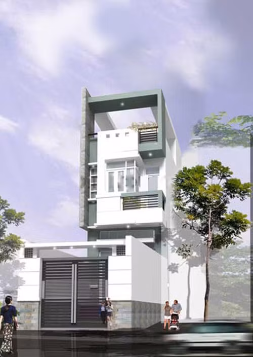 Các thiết kế ngoại thất như cổng nhà, ban công, màu sơn kết hợp tinh tế và hài hòa. Ảnh: Nhadepktv.