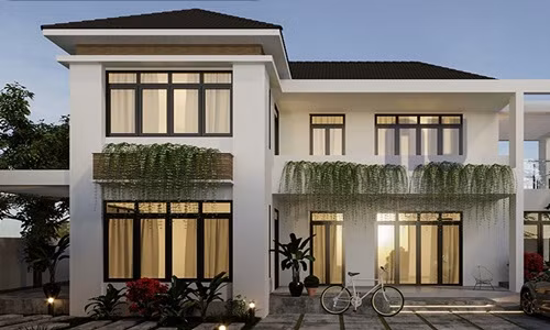 Nhà 2 tầng kiểu biệt thự sở hữu nét đẹp hiện đại, sang trọng và không gian sống thoải mái, tiện nghi. Ảnh: AU.