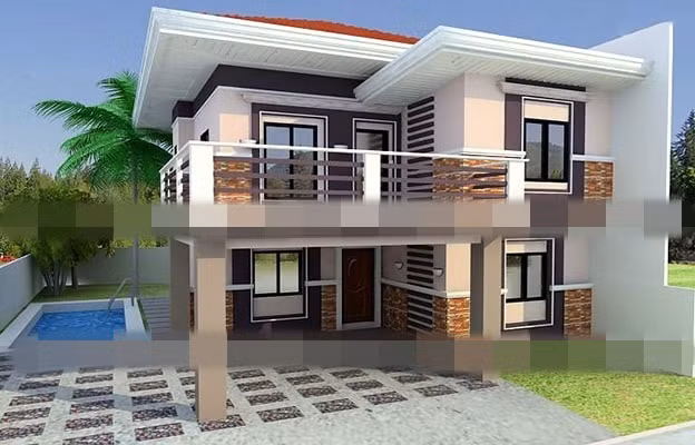 Mặt tiền ngôi nhà dựa trên ý tưởng hình khối mạnh mẽ, cứng cáp. Ảnh: Thietkexaydungnhadep.