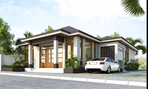 Căn biệt thự mái thái cách tân với đường nét nhẹ nhàng nhưng vẫn toát lên vẻ sang trọng. Ảnh: Vihouse.