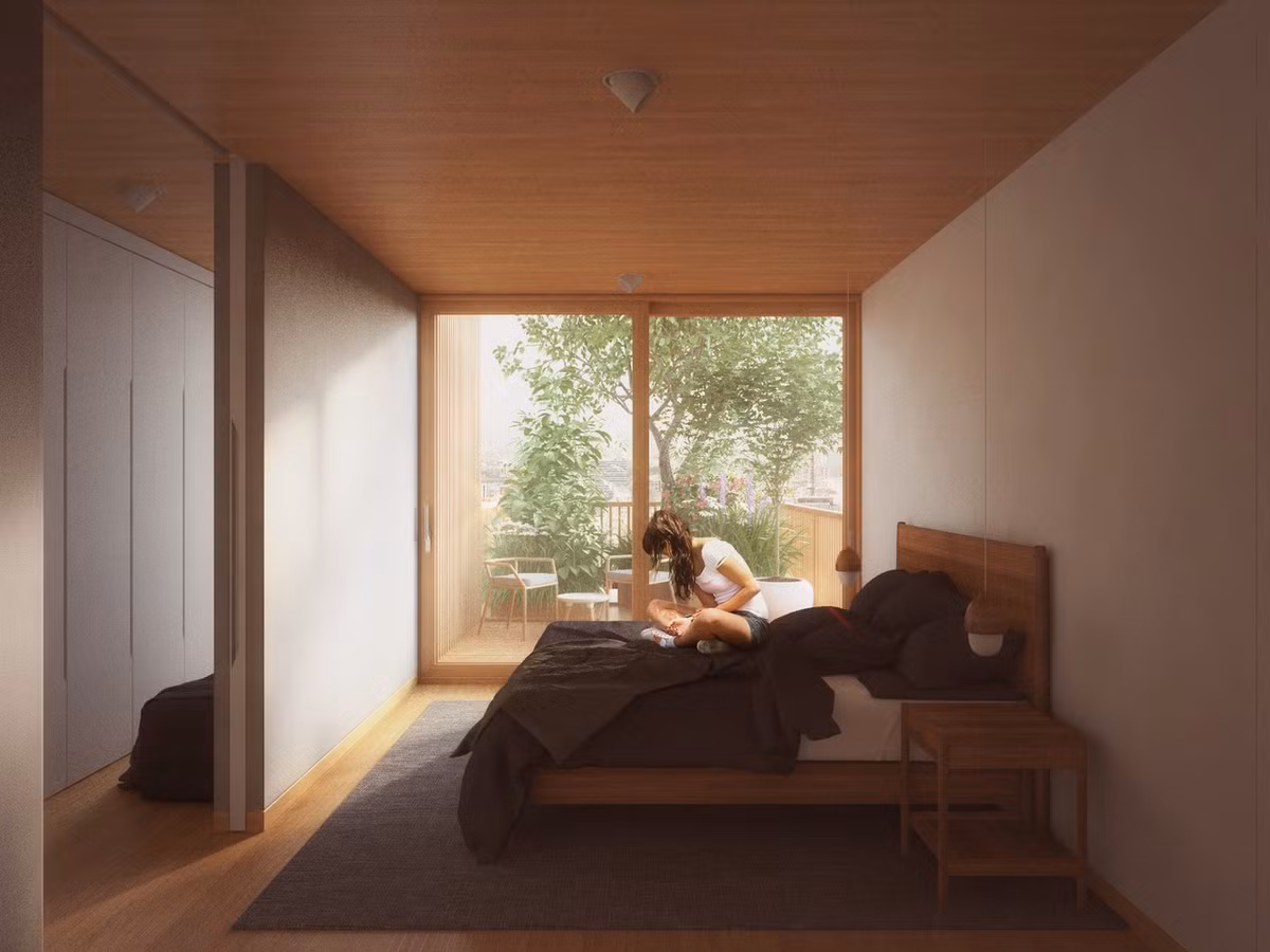 Phòng ngủ thoáng sáng với thiết kế mở. Nguồn ảnh: Dezeen.