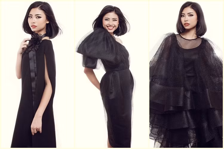 Nhan sắc 19 tuổi trông vừa thanh tú, ngọt ngào nhưng không kém phần gợi cảm trong thiết kế lệch vai cá tính.
