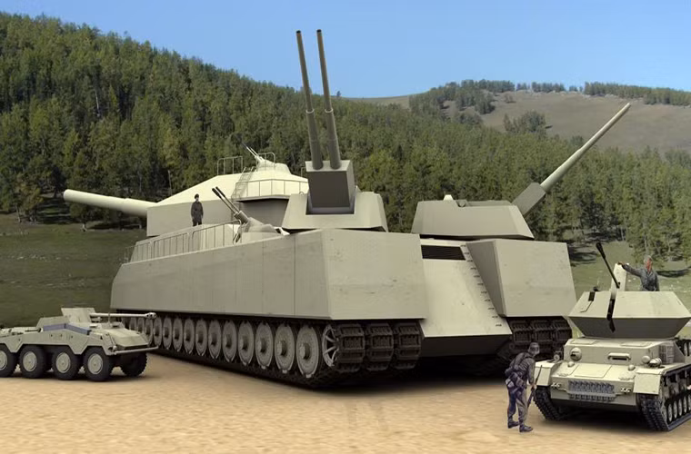Đứng sau vị trí của Horten Ho 229 là siêu tăng hạng nặng Landkreuzer P.1000 Ratte. Đây cũng là mẫu xe tăng lớn nhất từng được phát xít Đức phát triển. Giống như tên gọi của mình, nó có trọng lượng 1.000 tấn được trang bị tới 13 pháo gồm 2 pháo chính 280mm, 1 pháo 128mm, 8 pháo 20mm và 1 pháo 15mm. Và để vận hành Landkreuzer P.1000 Ratte các thiết kế sư Đức định trang bị cho mẫu xe tăng tám động cơ diesel có công suất 17.000 mã lực.