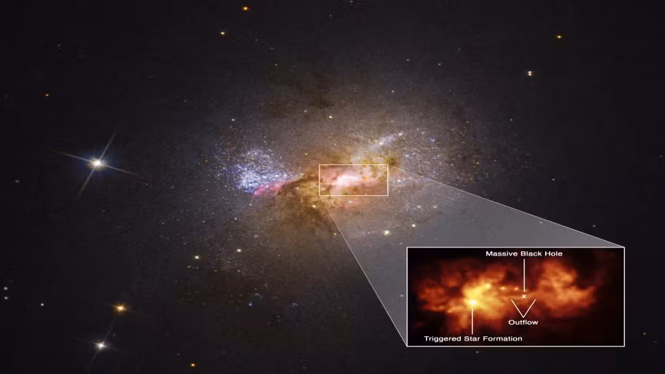 Nghiên cứu được thực hiện bằng kính viễn vọng không gian Hubble của NASA và là lần đầu tiên các nhà thiên văn học nhìn thấy một lỗ đen trong thiên hà lùn (thiên hà có từ 1 tỷ ngôi sao trở xuống) sinh ra các ngôi sao.