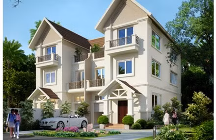 Những căn biệt thự thiết kế kiểu này thường có 2 căn nằm chung nhau và có lối đi riêng biệt.