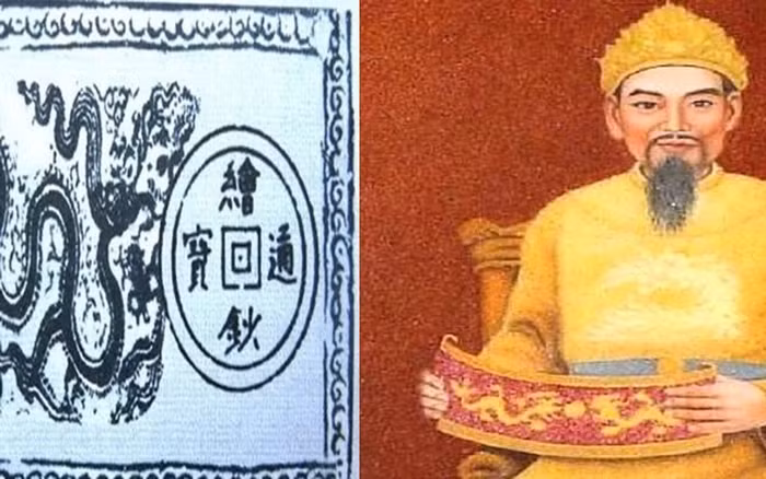 Khi còn làm quan dưới triều Trần, Hồ Quý Ly đã có ý tưởng phát hành tiền giấy. Sau khi lật đổ nhà Trần và lập ra nhà Hồ, ông đổi tên nước thành Đại Ngu và chính thức cho sản xuất tiền giấy. Ảnh: Dân Việt