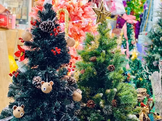 Tùy theo sở thích của khách hàng mà cây thông Noel được trang trí khác nhau. Ảnh: Suckhoedoisong