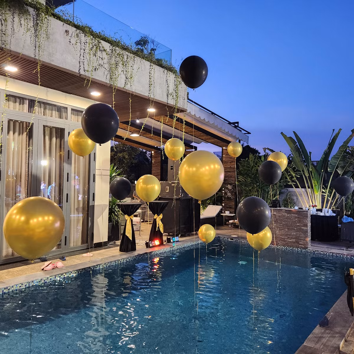 Nam ca sĩ còn cho thiết kế hồ bơi, hồ cá, vườn cây ăn quả và khu vực nuôi thú cảnh, gia cầm để các con có không gian vui chơi. Ảnh: FB Quach Thanh Danh