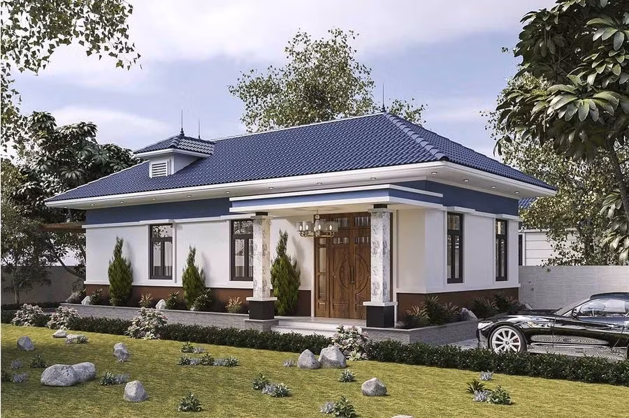 Bên cạnh nhà mái Nhật dốc thì thiết kế nhà mái Nhật với hệ mái ngói dạng bằng phù hợp với gia chủ muốn đem đến sự đột phá, mới lạ cho công trình. Ảnh: Decoxdesign