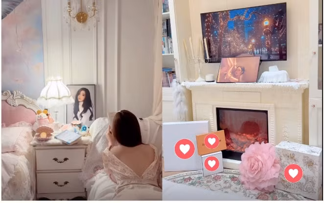 Quỳnh Kool bỏ ra nhiều tâm tư, công sức để bài trí nội thất sang chảnh, đắt đỏ cho căn phòng. Ảnh: Instagram