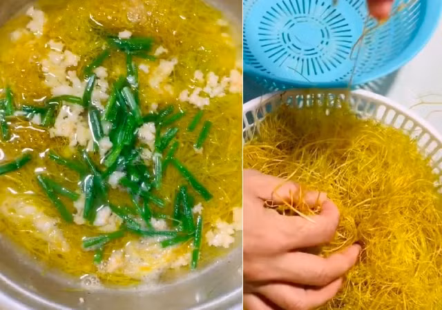 Dây tơ hồng vàng có thể chế biến thành nhiều món ăn như kho cá, nấu canh với tép, hay xào tỏi, luộc chấm mắm nêm... Ảnh: Internet