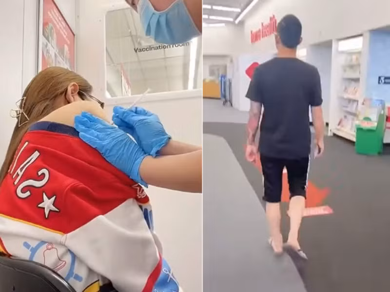 Hoàng Yến được bạn trai đưa đi tiêm vắc-xin ngừa COVID-19 ở Mỹ.