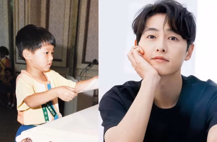 Song Joong Ki đẹp trai từ nhỏ và vẻ điển trai đó vẫn theo anh tới tận bây giờ. (Ảnh: internet, Instagram)
