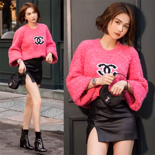 Ngọc Trinh bắt mắt với outfit toàn hàng hiệu và đặc biệt cô luôn biết cách kết hợp sao cho quần áo với phụ kiện thật hài hòa nhất. Mặc áo hồng, nên Ngọc Trinh chọn chiếc đồng hồ màu hồng hiệu Hublot Big Bang One Click Pink Sapphire Diamonds giá trên dưới 1,4 tỷ đồng.