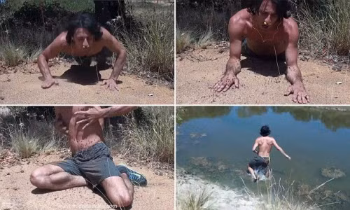 Andrew Ucles thử cảm giác nằm trên tổ kiến.