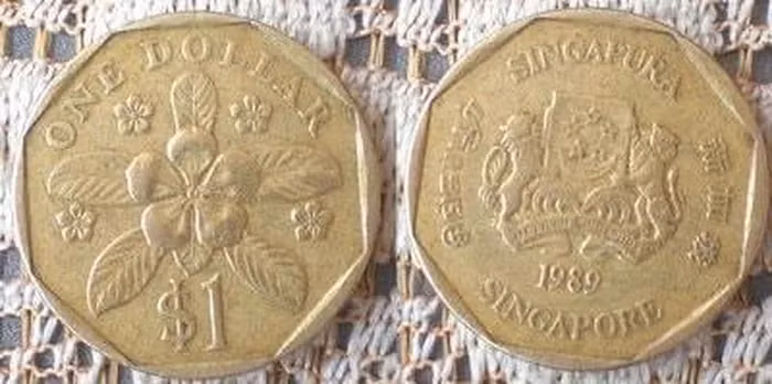 Đồng một đôla Singapore: Đồng tiền xu mệnh giá 1 đôla Singapore với hai mặt được chạm khắc tỉ mỉ. Ngay sau khi được phát hành, đồng xu này đã được coi là biểu tượng may mắn cho tất cả những người sở hữu. Đa số người dân Singapore luôn mang theo đồng tiền xu 1 đôla bên mình với niềm tin đây chính là tín vật linh thiêng. Ngoài ý nghĩa về mặt tâm linh, với người dân Singapore, đồng xu 1 đôla còn là biểu tượng cho Tài khí.