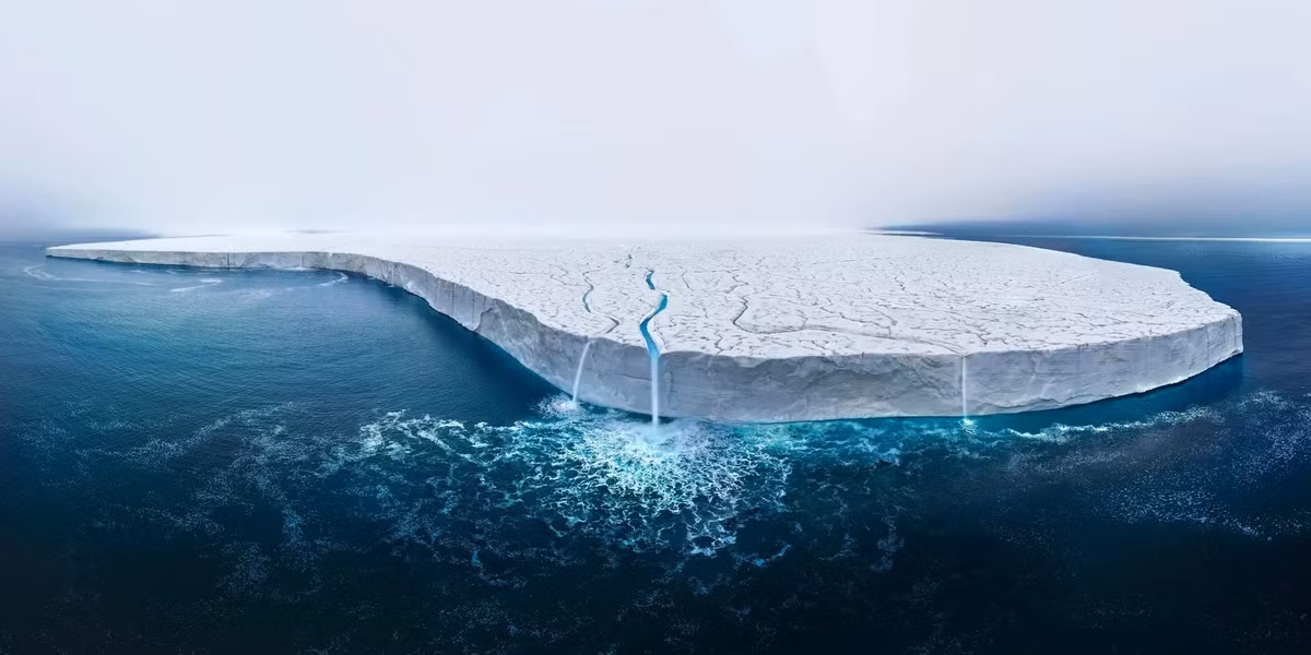 The Disappearing Ice Cap - hình ảnh dòng sông băng Bråsvellbreen ở Svalbard, Na Uy đang dần biến mất được NAG Thomas Vijayan đến từ Canada ghi lại. Ảnh: Thomas Vijayan/Wildlife Photographer of the Year/PA.