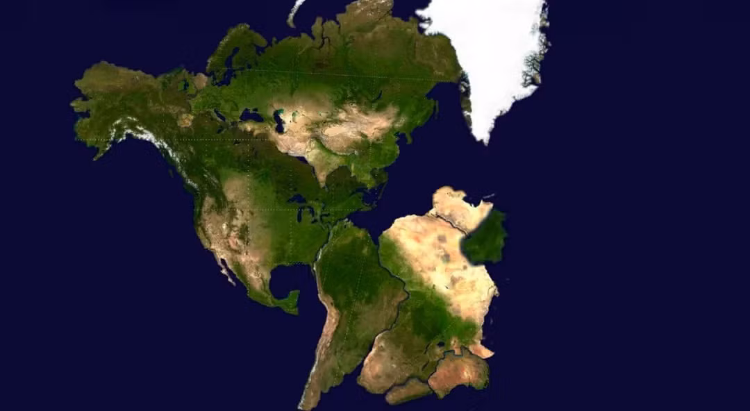 Khoảng 200 triệu năm trước, Pangea bắt đầu vỡ ra thành hai phần: Gondwana ở phía Nam và Laurasia ở phía Bắc. Gondwana bao gồm các lục địa ngày nay như Nam Mỹ, châu Phi, Nam Cực, Úc, và Ấn Độ, trong khi Laurasia bao gồm Bắc Mỹ, châu Âu và châu Á (trừ Ấn Độ và tiểu lục địa Ả Rập). (Ảnh: Reddit)