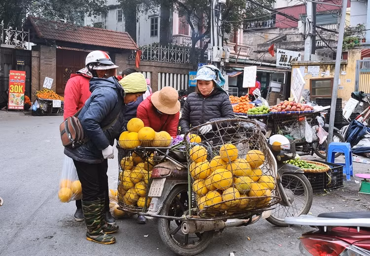 Nhiều người tranh nhau mua bưởi Diễn.