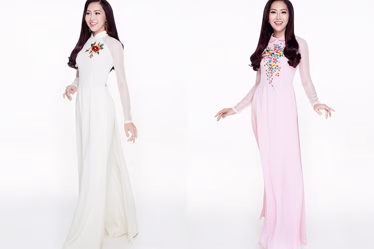 Ngoài bộ trang phục này, Diệu Ngọc còn mang theo 2 chiếc áo dài thêu tay của NTK Thuận Việt để mặc tại các sự kiện diễn ra trong khuôn khổ cuộc thi Hoa hậu Thế giới 2016. (Ảnh: Công Lý) 
