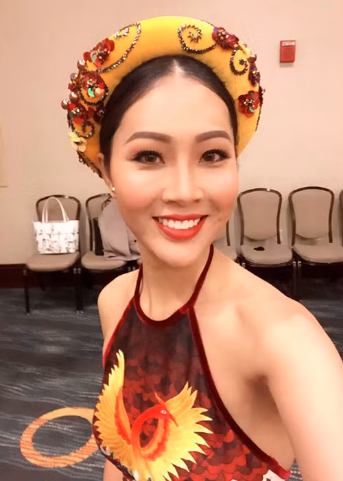 Đại diện của Việt Nam vừa tham gia buổi diễn tập cho phần thi Hoa hậu Tài năng. (Ảnh: Facebook nhân vật)
