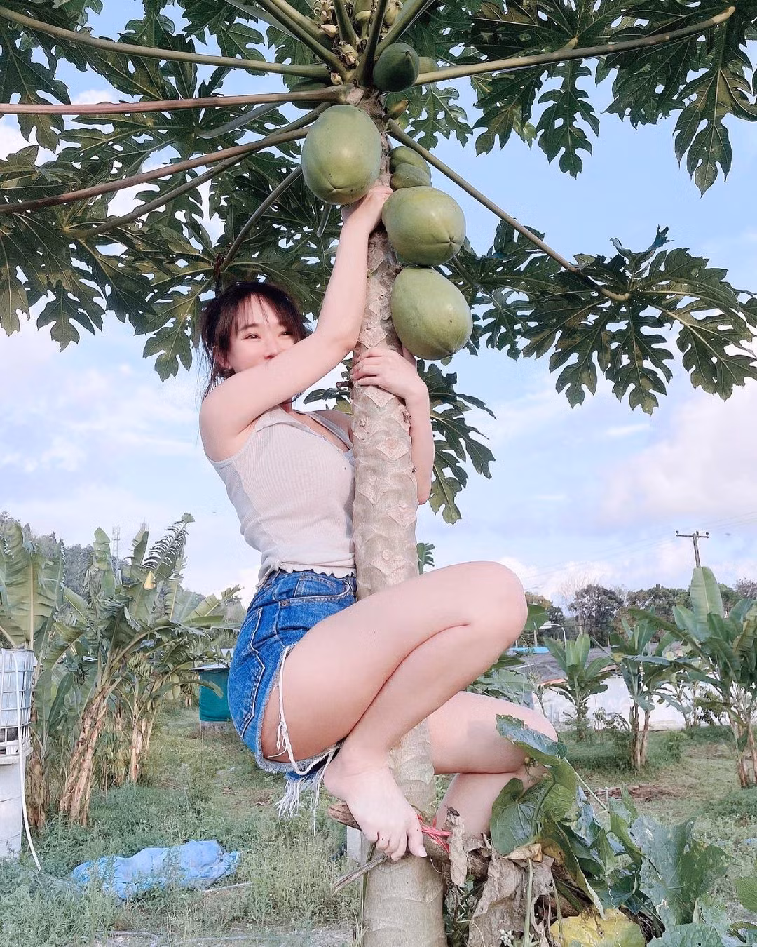 Munkaw là một trong những hot girl cực nổi tiếng ở Thái Lan. Mới đây, hình ảnh cô nàng diện đồ gợi cảm trèo cây, tắm suối thu hút được sự quan tâm, chú ý của dư luận.