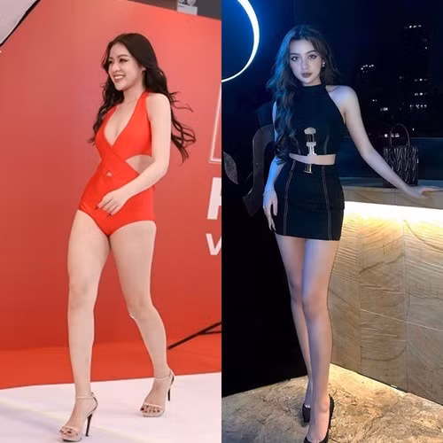 Trần Thanh Tâm ghi điểm bởi vóc dáng thon gọn. Cô diện bộ bikini một mảnh có chi tiết bắt chéo ở phần eo giúp làm tăng điểm nhấn.