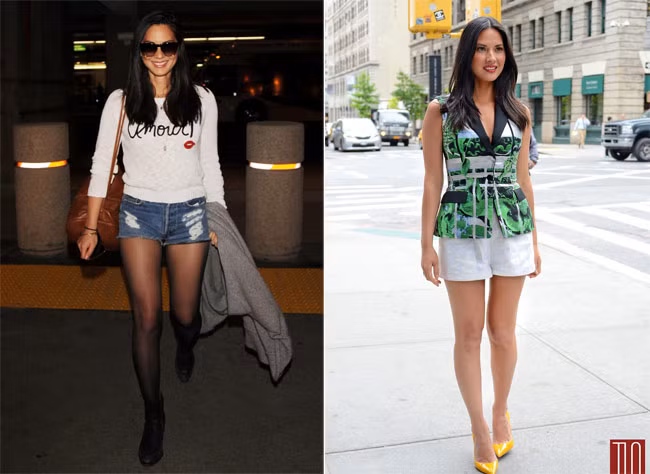 Trang phục yêu thích của nữ diễn viên Olivia Munn chính là quần short nên cô diện nó cả 4 mùa.