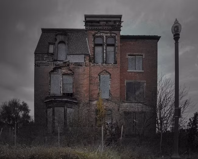 Đầu tiên là ngôi nhà Haught Mansion ở Brush Park, Michigan, một nhà thổ cao cấp trong thời gian 1940.