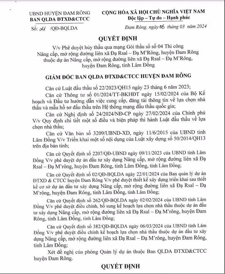 Huyện Đam Rông - Lâm Đồng: Hủy gói thầu giao thông 95 tỷ đồng - Hình 3 Huyen Dam Rong - Lam Dong: Huy goi thau giao thong 95 ty dong-Hinh-3