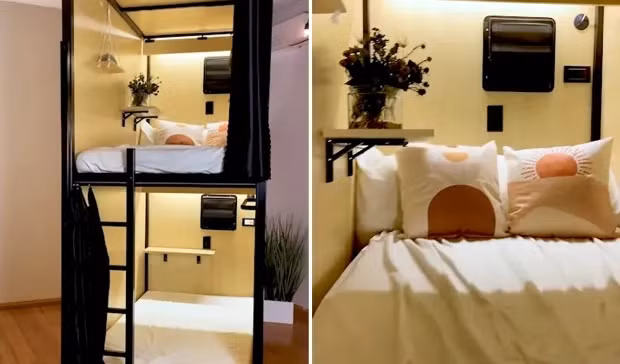 Kiểu nhà ở chung này gọi là "Brownstone Shared Housing" (Nhà ở chung Brownstone). Mỗi căn phòng có chiều rộng khoảng 1 mét và chiều cao 1,2 mét.