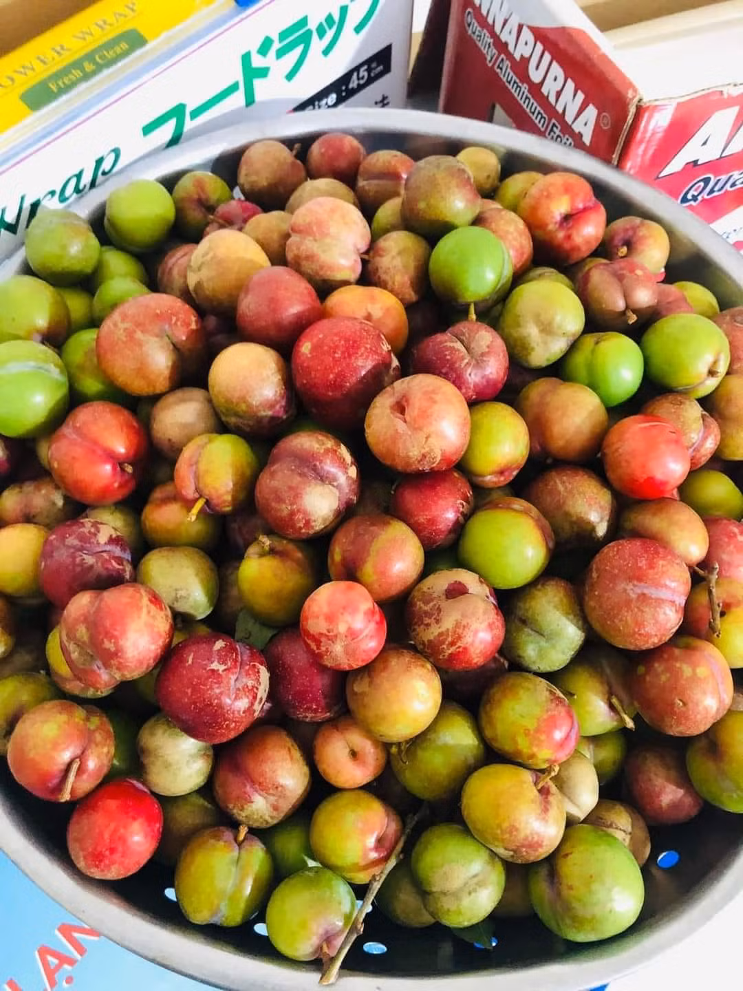 Chính vì vậy, mận hậu trái mùa bán trên chợ chung cư được nhiều chị em đặt mua.