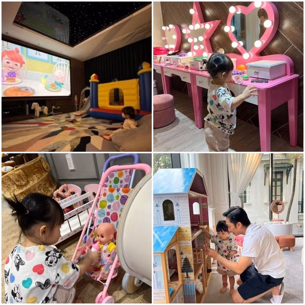 Khu vui chơi tại gia của Suchi không thiếu bất cứ thứ gì, từ gấu bông tới đồ hàng, cầu trượt, thậm chí cả phòng xem phim...