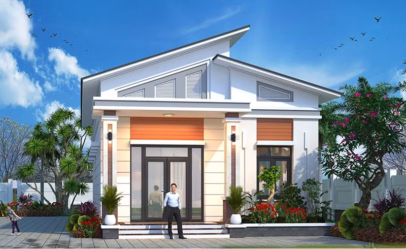 Mang vẻ đẹp phá cách, nhà cấp 4 mái lệch phù hợp với gia chủ yêu thích sự mới lạ. Ảnh: Xaynhanhanh