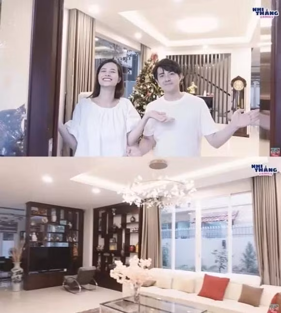Phòng khách trong biệt thự của Đông Nhi - Ông Cao Thắng rộng rãi và sang trọng.