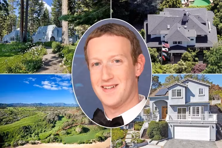 Theo tờ Nypost, tỷ phú Mark Zuckerberg sở hữu hàng ngàn mẫu đất và 10 ngôi nhà ở Palo Alto, San Francisco, Lake Tahoe và Hawaii. Ảnh: Nypost